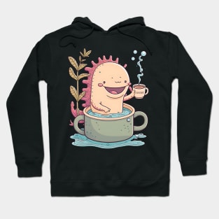 Axolotl & Coffee Kawaii Anime Cute Axolotls & Coffee Lover Hoodie